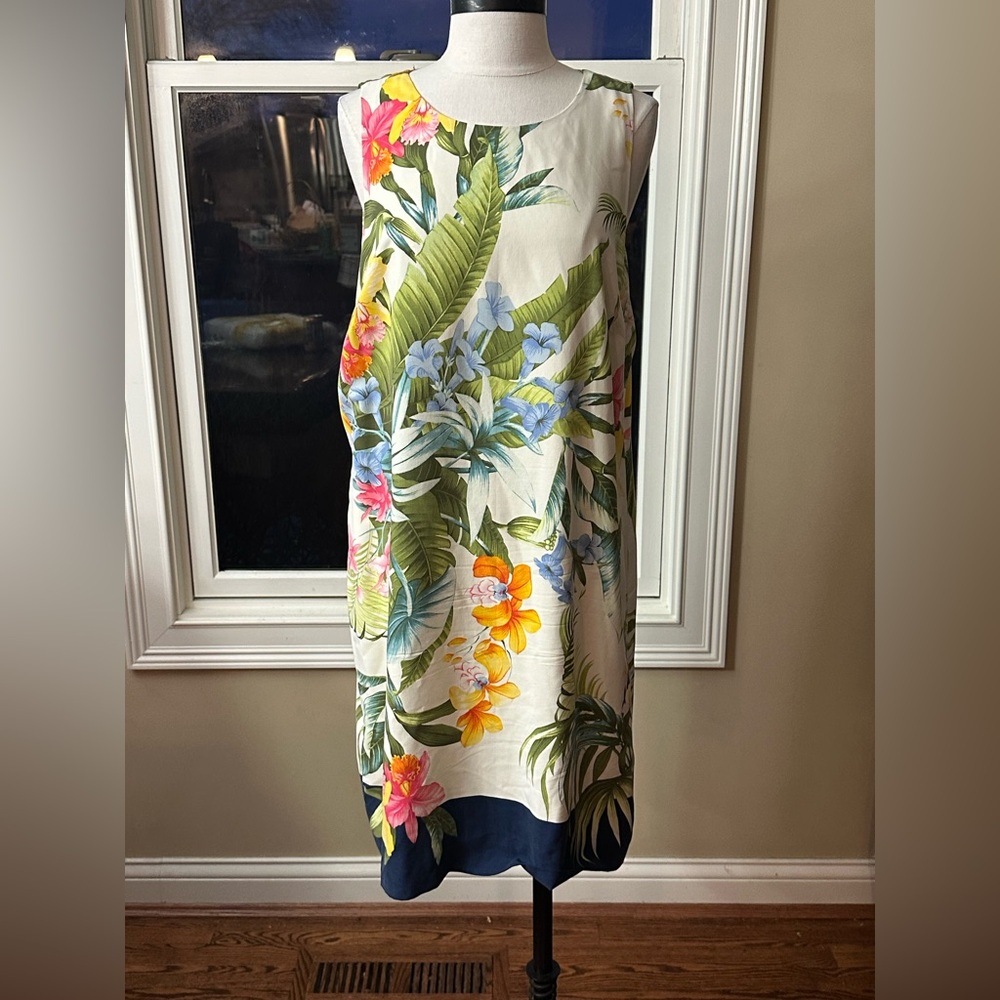 100% Silk Tommy Bahama Tropical Floral Midi Dress‎